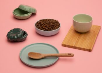 white ceramic bowl with brown wooden spoon